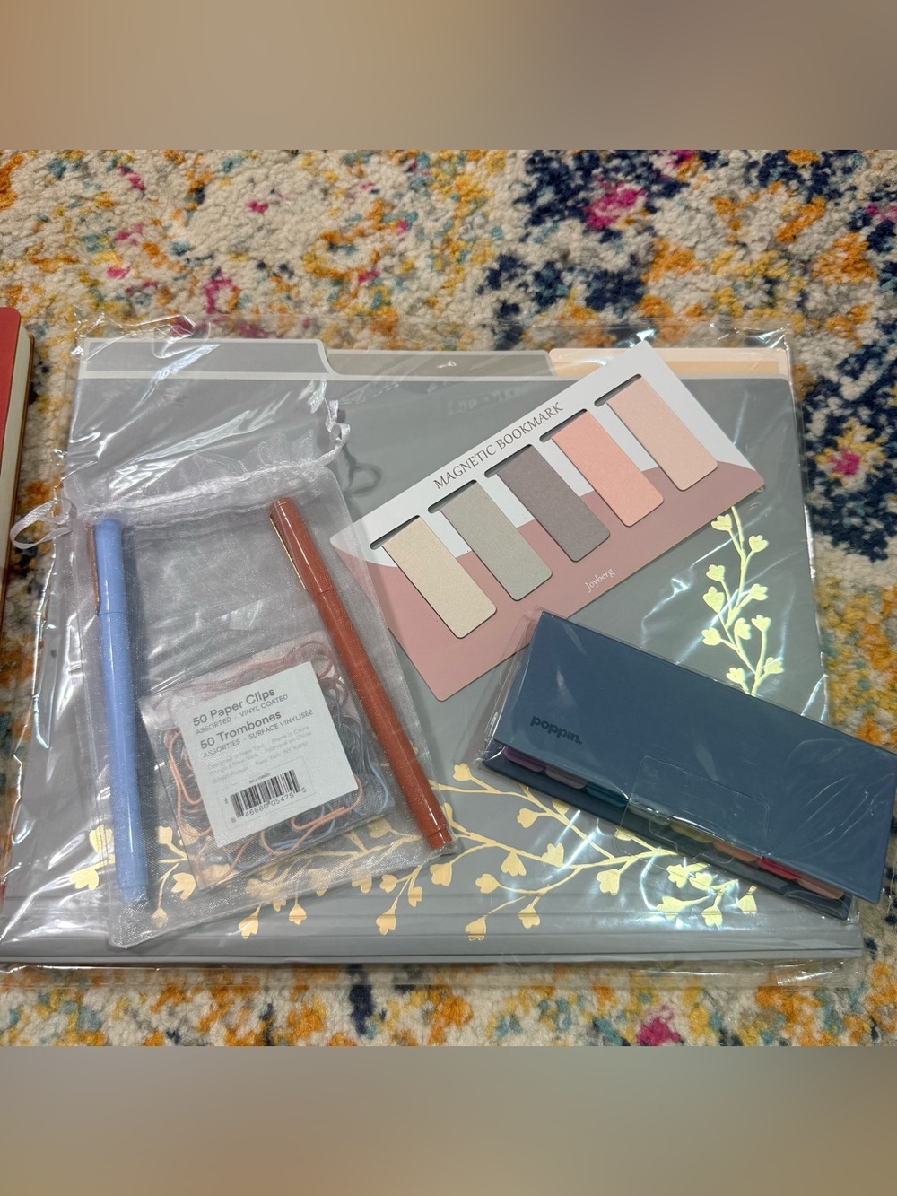 Stationary Bundle - 6 items! Folders, pens, paper clips, bookmarks, sticky notes
